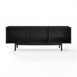 Pemberly Row Mid-Century Wood Record Storage Console Cabinet in Black
