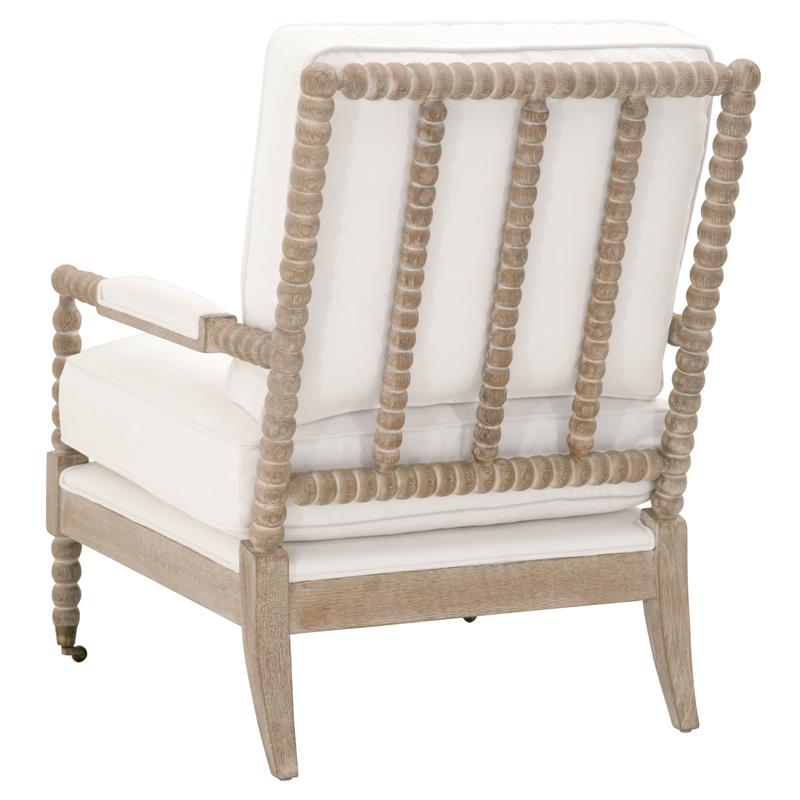 Pemberly Row Contemporary Rouleau Fabric Club Chair in White