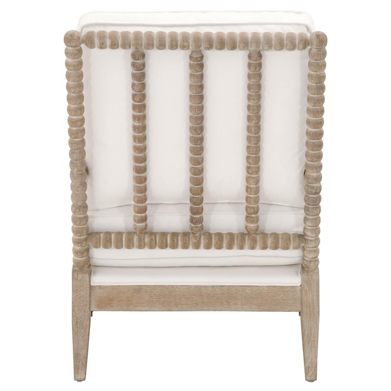 Pemberly Row Contemporary Rouleau Fabric Club Chair in White