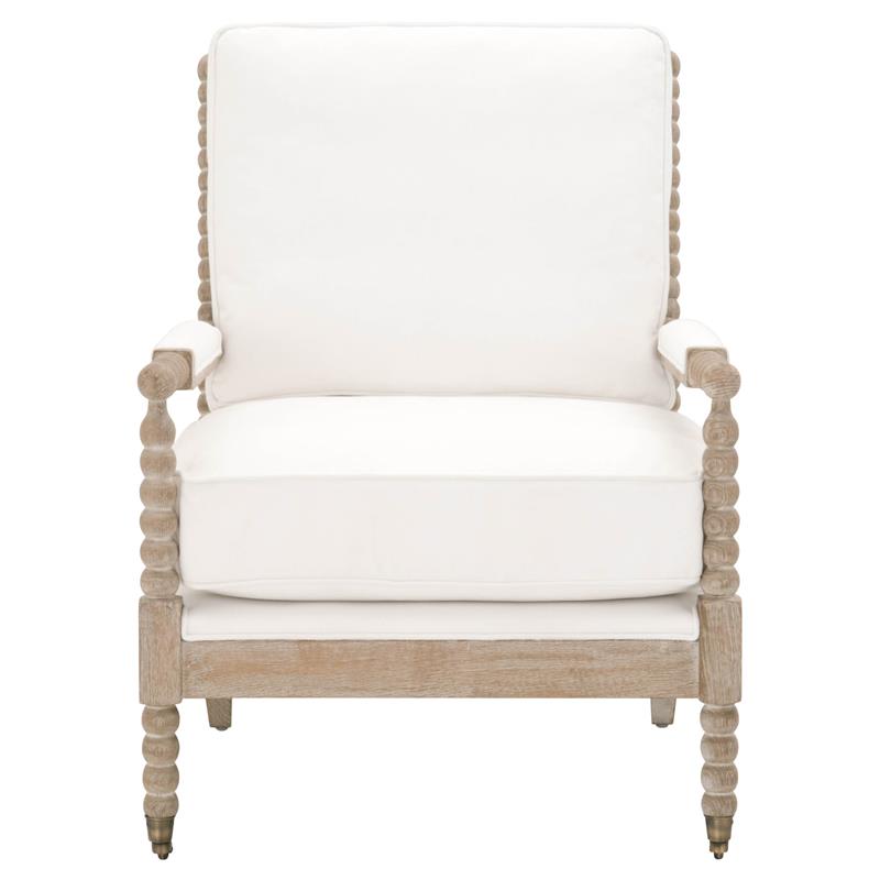 Pemberly Row Contemporary Rouleau Fabric Club Chair in White