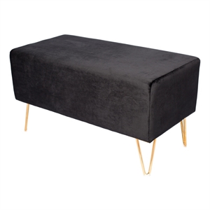 Pemberly Row 31.5&quot Upholstered Modern Fabric Bench in Black Sky