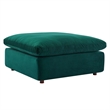 Pemberly Row Down Filled Overstuffed Performance Velvet Ottoman in Green