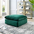 Pemberly Row Down Filled Overstuffed Performance Velvet Ottoman in Green