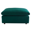 Pemberly Row Down Filled Overstuffed Performance Velvet Ottoman in Green