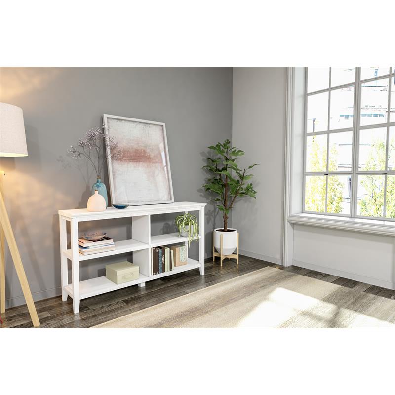 Pemberly Row 2-tier Low Traditional Wooden Bookcase in White