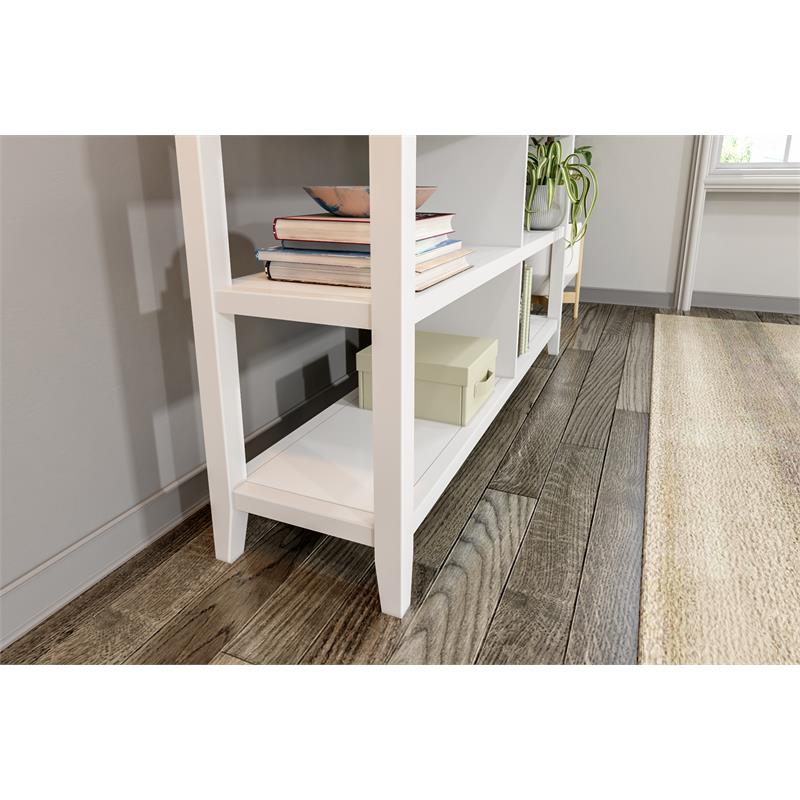 Pemberly Row 2-tier Low Traditional Wooden Bookcase in White