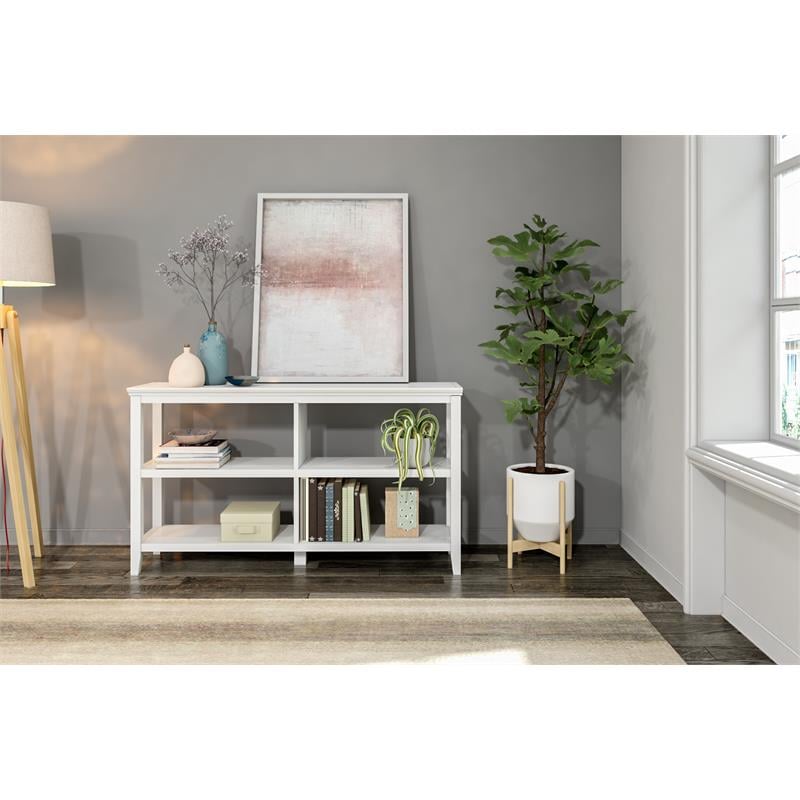 Pemberly Row 2-tier Low Traditional Wooden Bookcase in White