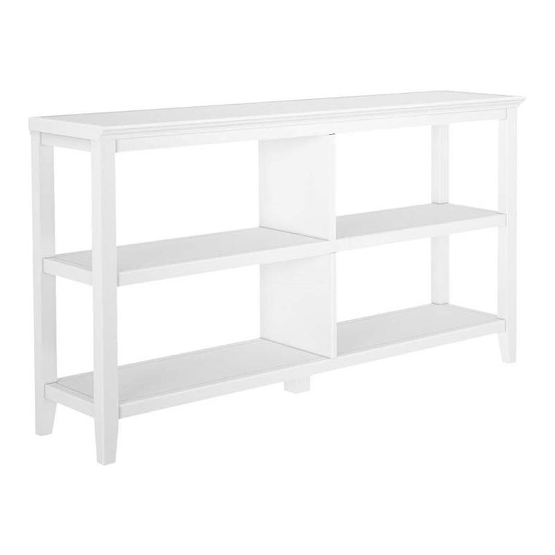 Pemberly Row 2-tier Low Traditional Wooden Bookcase in White
