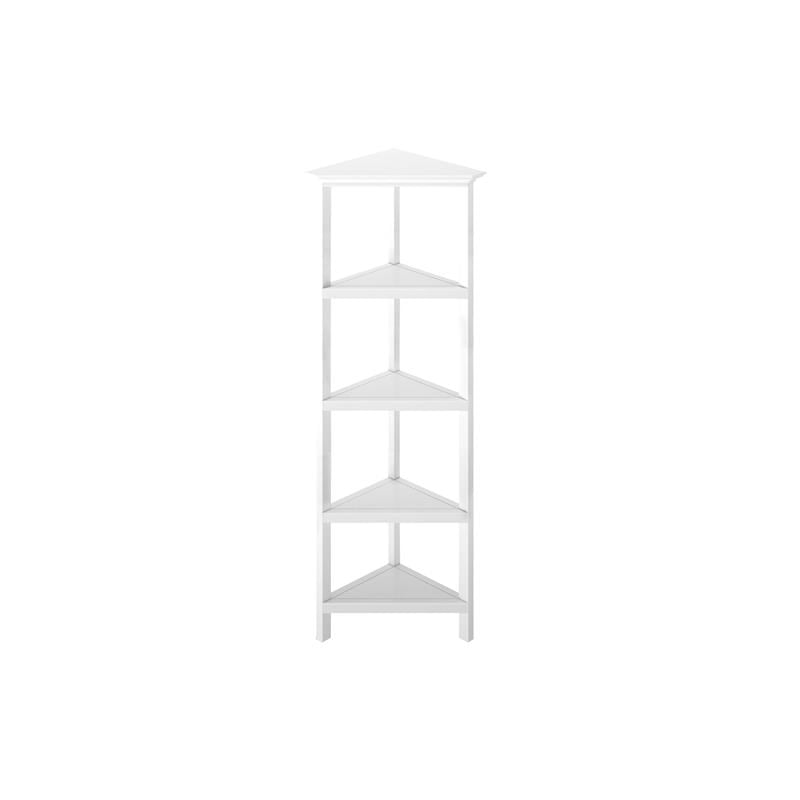 Pemberly Row 4-tier Corner Traditional Wooden Bookcase in White
