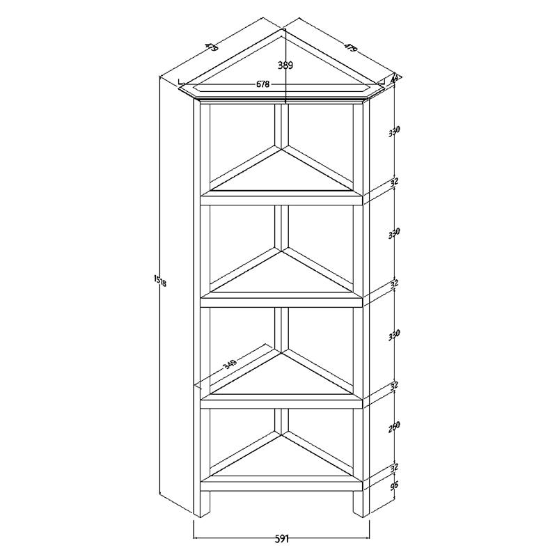 Pemberly Row 4-tier Corner Traditional Wooden Bookcase in White