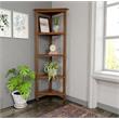 Pemberly Row 4-tier Corner Traditional Wooden Bookcase in Walnut