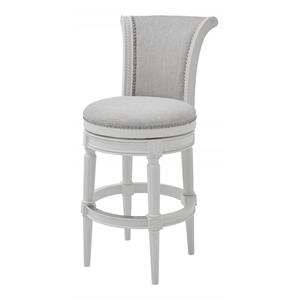 Pemberly Row Modern 31&quot Wood Bar Height Swivel Barstool in White