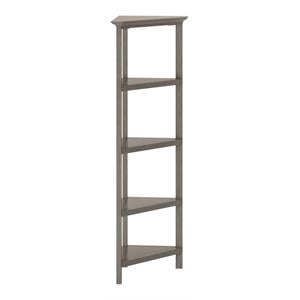 Pemberly Row 4-tier Corner Traditional Wooden Bookcase in Washed Gray