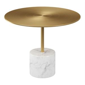Pemberly Row 17.3&quot Mid-Century Marble and Metal Coffee Table in Gold