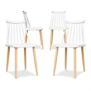 Pemberly Row Spindle 18&quot Mid-Century Plastic Dining Chairs in White (Set of 4)