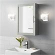 Pemberly Row Modern MDF Wood Mirrored Wall Cabinet in Gray/Clear