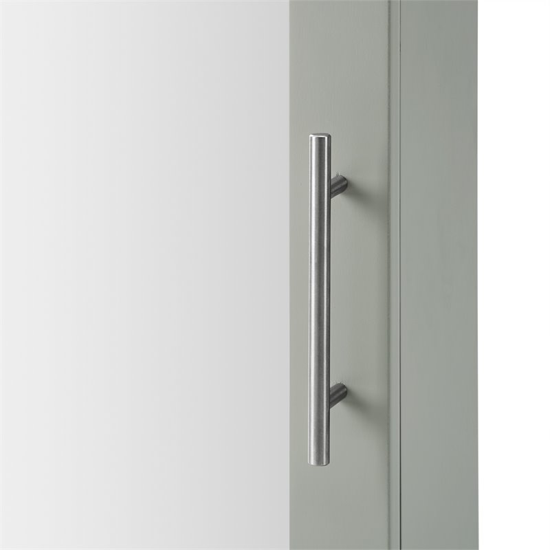 Pemberly Row Modern MDF Wood Mirrored Wall Cabinet in Gray/Clear