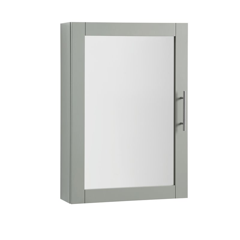 Pemberly Row Modern MDF Wood Mirrored Wall Cabinet in Gray/Clear