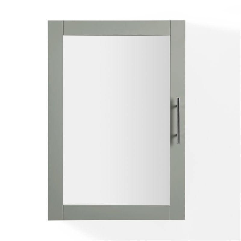 Pemberly Row Modern MDF Wood Mirrored Wall Cabinet in Gray/Clear