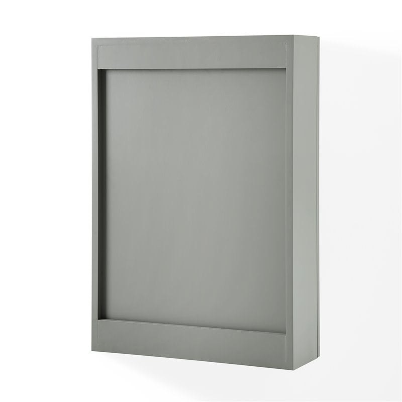 Pemberly Row Modern MDF Wood Mirrored Wall Cabinet in Gray/Clear