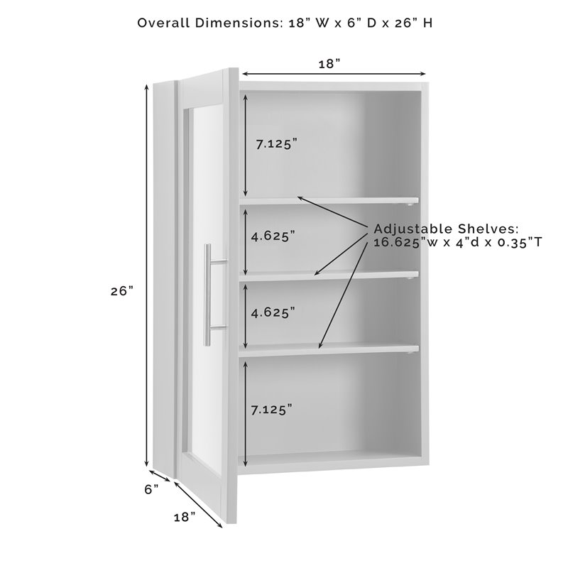 Pemberly Row Modern MDF Wood Mirrored Wall Cabinet in Gray/Clear