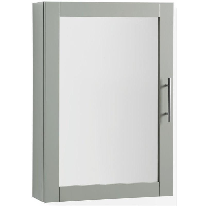 Pemberly Row Modern MDF Wood Mirrored Wall Cabinet in Gray/Clear