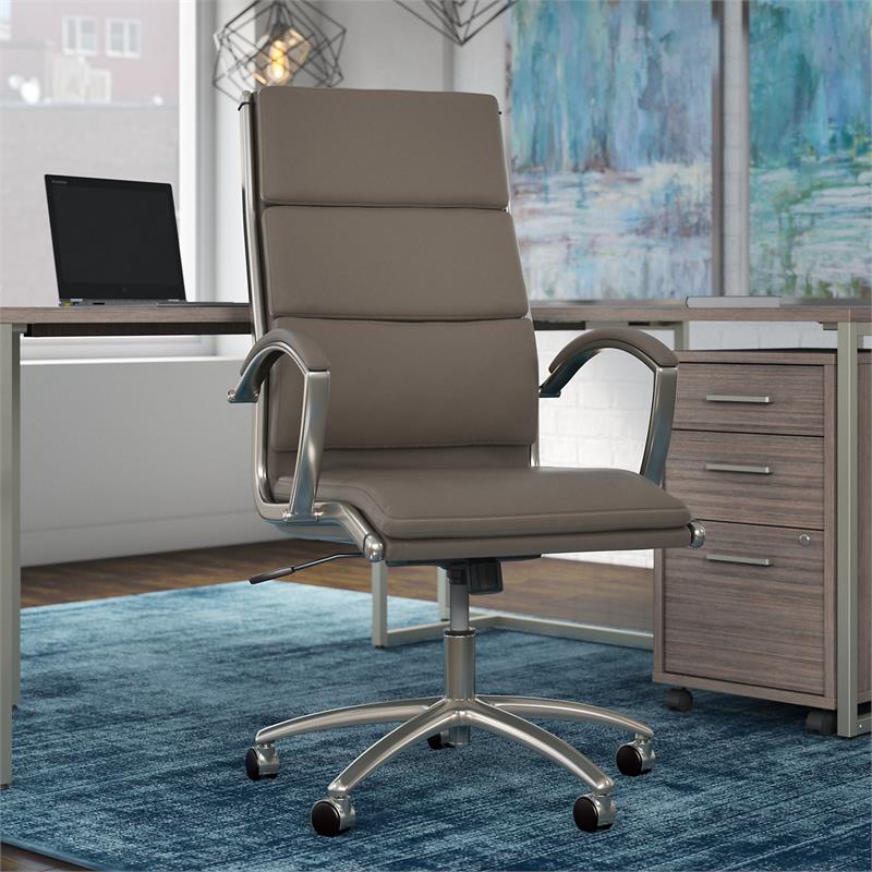 Pemberly Row High Back Faux Leather Executive Office Chair in Washed Gray