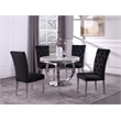 Pemberly Row White Modern Faux Marble Round Dining Table with Silver Base