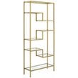 Pemberly Row Contemporary Art Deco Glass Metal Etagere in Gold