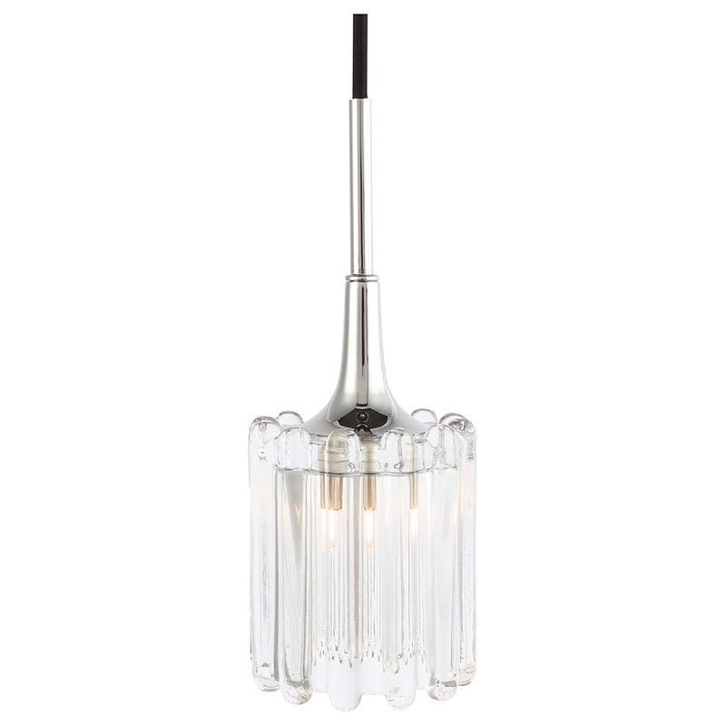 Pemberly Row Contemporary 3-Light Swizzle Glass Pendant in Chrome