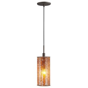 Pemberly Row Modern Metal Mini Pendant in Mosaic Amber/Bronze