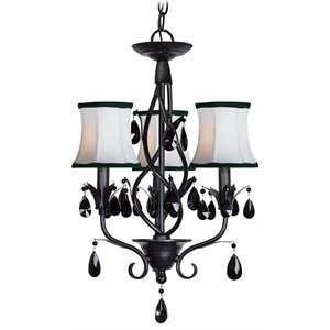 Pemberly Row Modern 3-Light Metal Steel Mini Chandelier in Black