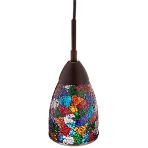Pemberly Row 1-Light Glass Mini-Pendant in Bronze/Multi-Color