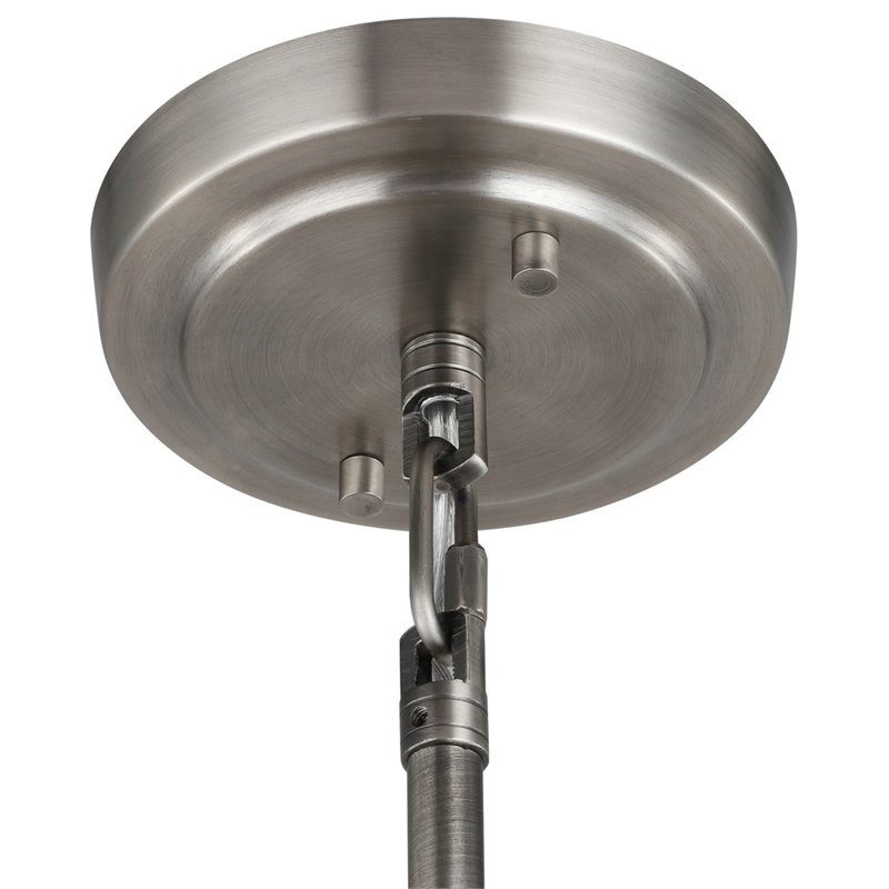 Pemberly Row Modern 1-Light Glass Mini-Pendant in Antique Nickel