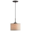 Pemberly Row Modern 1-Light Fabric Mini-Pendant in Bronze/Beige