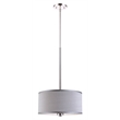 Pemberly Row Modern 3-Light Fabric Pendant in Satin Nickel/Gray