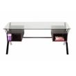 Pemberly Row Large Modern Tempered Glass & Wood Veneer Desk in Espresso