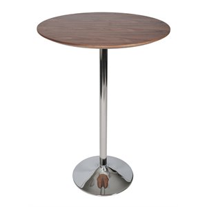 Pemberly Row Modern Wood Veneer & High Polished Steel Dining Table in Walnut