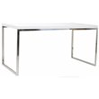 Pemberly Row Modern Gloss Lacquer & High Polished Steel Metal Desk in White