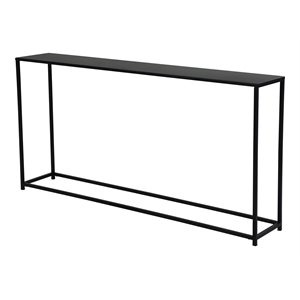 Pemberly Row 56&quot Rectangular Modern Metal Console Table in Black