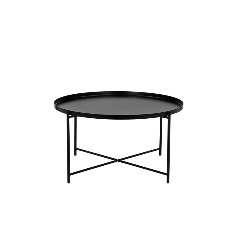 Pemberly Row Removable Top Modern Metal Coffee Table in Black