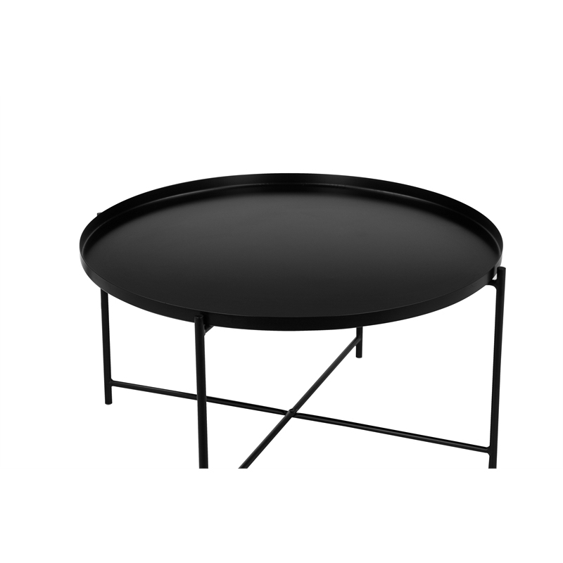 Pemberly Row Removable Top Modern Metal Coffee Table in Black