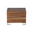 Pemberly Row Modern Wood Veneer & Polished Steel Night Stand in Walnut