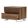 Pemberly Row Modern Wood Veneer & Polished Steel Night Stand in Walnut