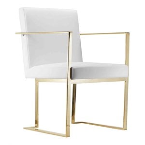 Pemberly Row 18.5&quot Polyurethane & Metal Arm Chair in White/Gold