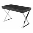 Pemberly Row Modern Wood Veneer & High Polished Steel Desk in Black