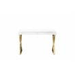 Pemberly Row Gloss Lacquer & High Polished Steel Metal Desk in White/Gold