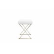 Pemberly Row Gloss Lacquer & High Polished Steel Metal Desk in White/Gold