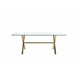 Pemberly Row Modern Glass & Polished Steel Dining Table in Gold & Clear