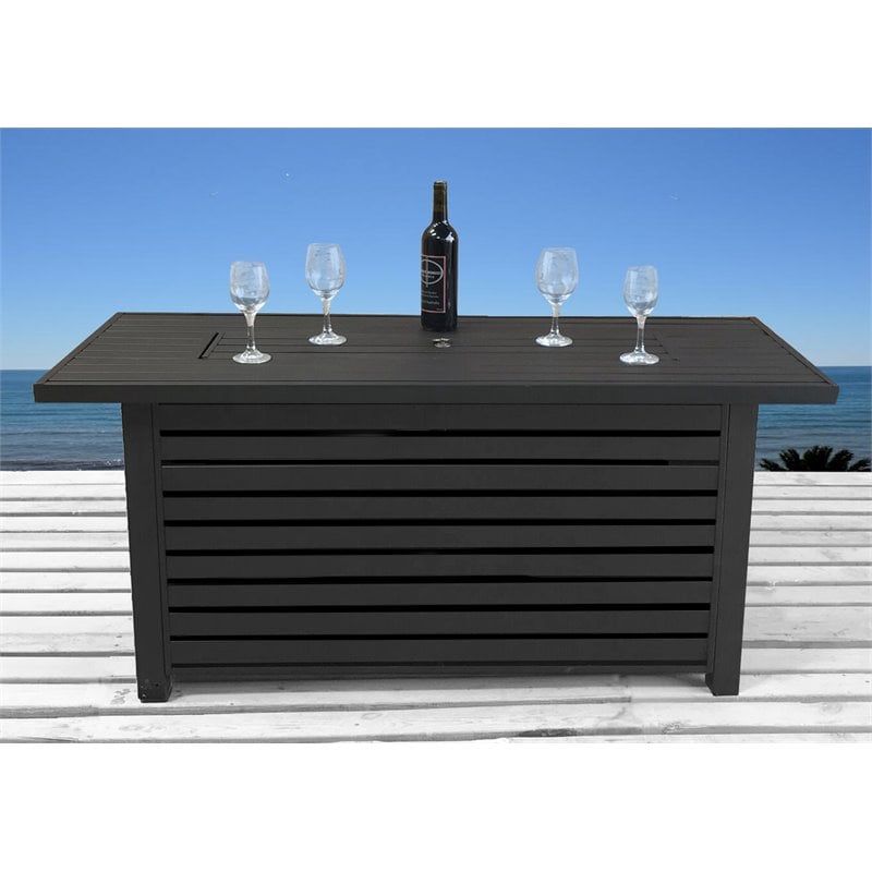 Pemberly Row Steel Propane/Natural Gas Fire Pit Table in Black